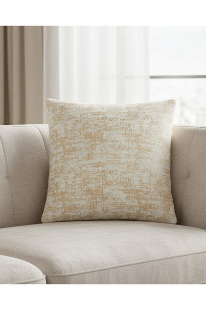 Gold And Beige Jacquard Cushion