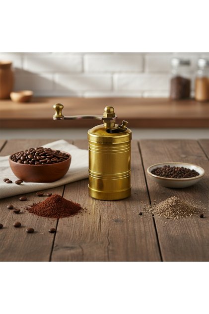 Pirinç El Yapımı Kahve Karabiber Değirmeni Öğütücü (3,5cmx8,5cm)