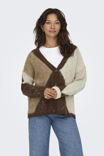 Only - Onlnoeme Life Ls Jq O-Neck Nca Knt - 4894898 Chestnut Biscotti/Melange/Harlekin