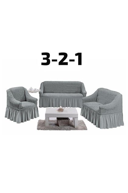 Bürümcük (3-2-1) Sofa Slipcover Set with Skirt (Back Rank)