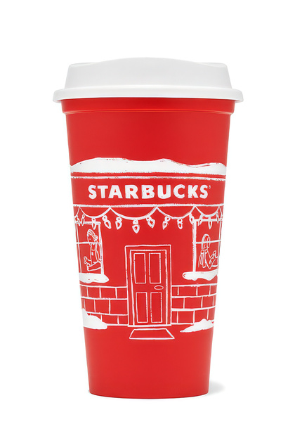 Reusable Drink Cup Christmas Design Plastic Red 473ml