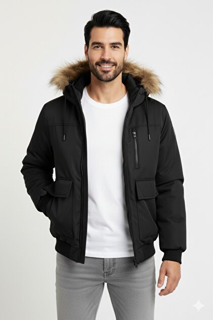 Jack & Jones JJCHARLIE DETACHABLE FAUX FUR BOMBER Erkek Kürklü