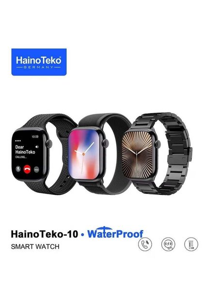 Haino Teko-10 Smartwatch for Men, AMOLED Display, Waterproof, Voice Assistant, 3 Straps (Black)