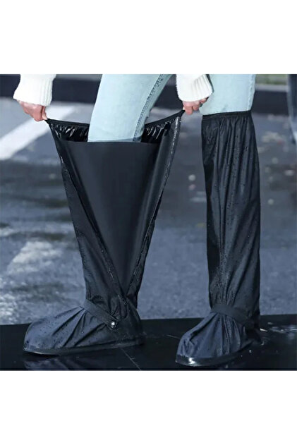 Rain Shoe Covers | Waterproof Shoe Covers for Men Women | Reusable Galoshes Overshoes (Black, L)