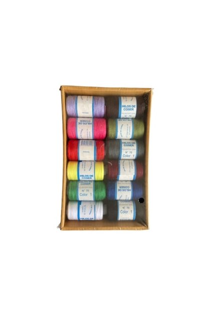 Set de 12 bobine de ață multicolore