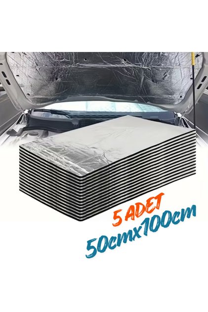 Araç Oto Kaput Kapı Taban Davlumbaz Ses Yalıtım Malzemesi 6mm Alm. Folyolu Kauçuk 50cmx100cm 5adet