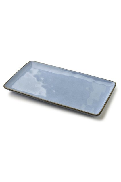 Platou de servire dreptunghiular BASIC NATURE, ceramică, 36x19 cm, gri