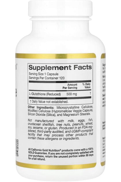 California Gold Nutrition , L-Glutathione (Reduced), 500 mg, 120 Veggie  Capsules- Trendyol