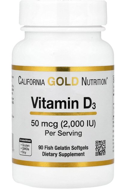 Vitamin D3, 50 mcg (2,000 IU), 90 Fish Gelatin Softgels