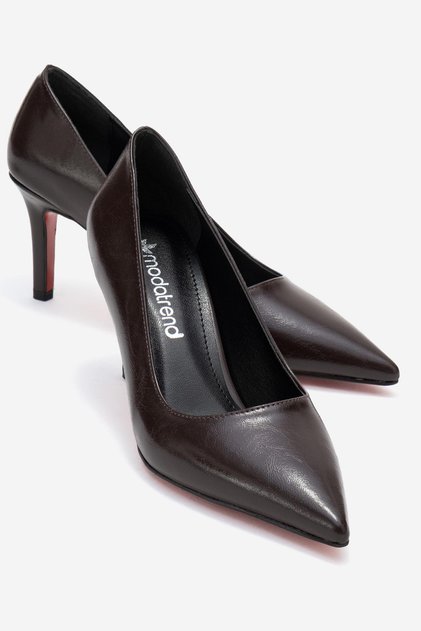 Women's Stiletto Shoes Brown Wrinkled