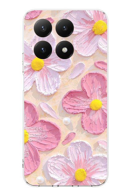 Xiaomi 15t Pro Compatible Pink White Flowers Watercolor Printed Silicone Case