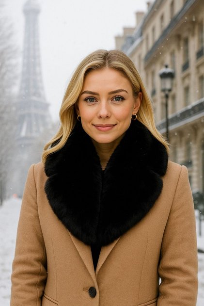 Black Soft Textured Faux Fur Women's Neck Collar