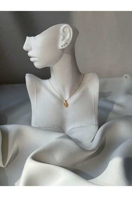 Zircon Stone Necklace Gold 45 cm