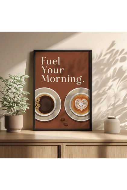 Çerçeveli Kahve Köşesi Tablo - Mutfak Tablo - Kitchen Wall Art - Trend Tablo - Kahve 1004