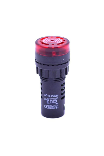 Индикаторна светлина с аларма, зумер, LED, 220V, 20 mA, червена