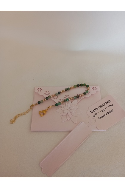 Bratara cu margele 3mm Smarald si Swarovski Verde/Aurie