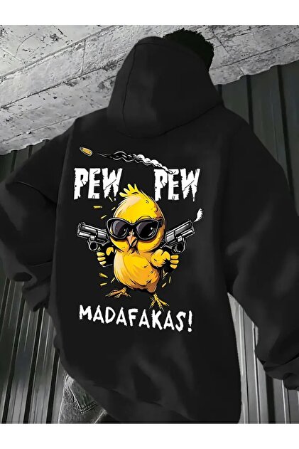 Casual pentru bărbați cu glugă Swea tricou „PEW PEW MADAFAKAS!” Imprimare grafică