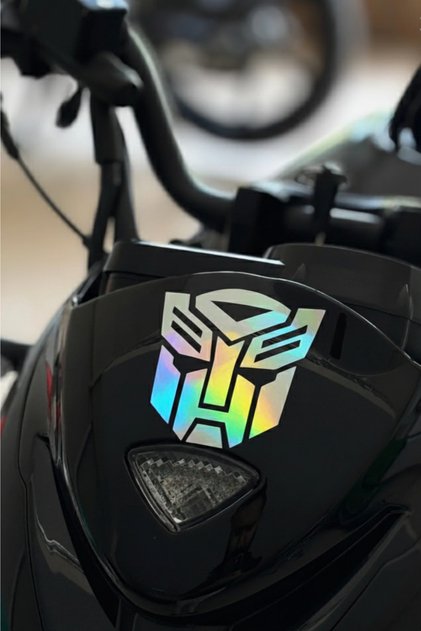 Motor ve Kask için Hologram Renk Transformers Sticker Etiket (1 Adet)
