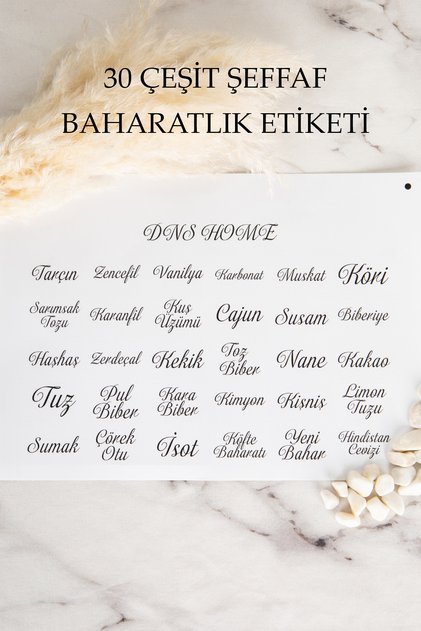 30 Pieces Transparent Spice Label Spice Rack Label Set Waterproof 30 Kinds of Stickers