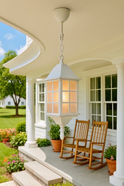 232LAMP NOSTALJİ Beyaz Modern Lüx Kafes Sarkıt Bahçe Veranda
