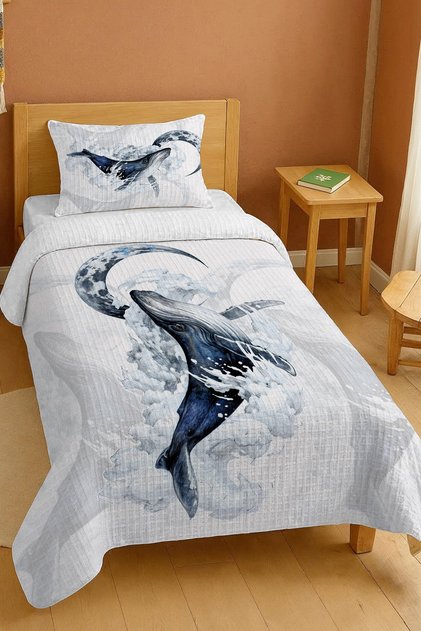 100% Cotton Crescent and Whale Patterned Single Pique Set