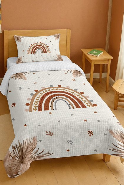 100% Cotton Edge Botanical Rainbow Patterned Single Pique Set