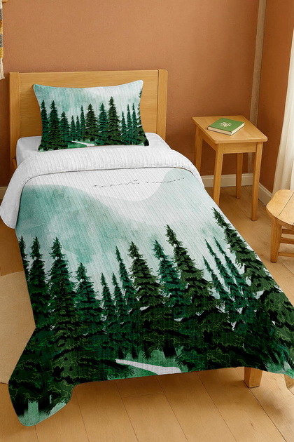 100% Cotton Trees in the Forest Patterned Single Pike Set