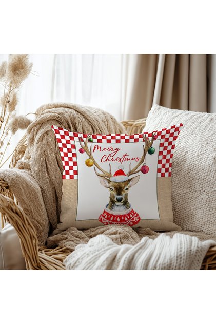 Deer Pattern Velvet Cushion Cover 43X43 cm Double Sided Printed Zippers