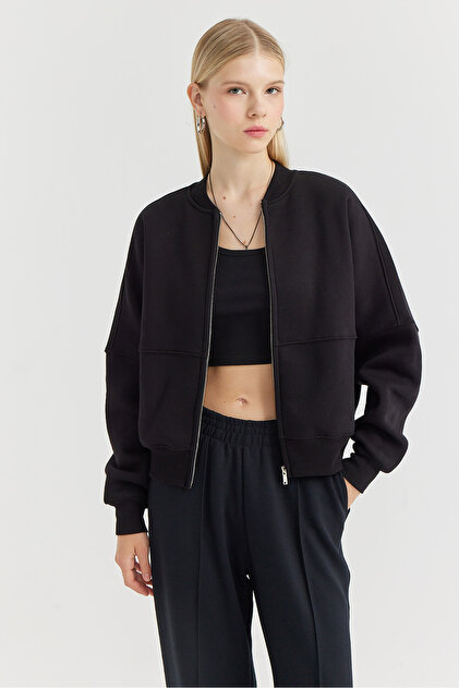 PAULMARK Kadın Dikiş Detaylı Fermuarlı Sweat Üst - Fiyatı, Yorumları