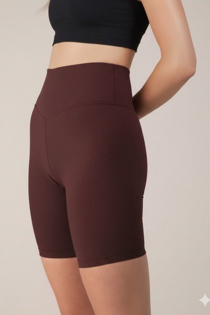 Women's High Waist Tightening Effect Firming Twill Casual and Sports Biker Short Leggings