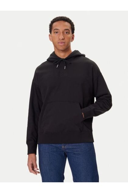 Herren Regular Fit Premium Terry Kapuzenpullover - Schwarz