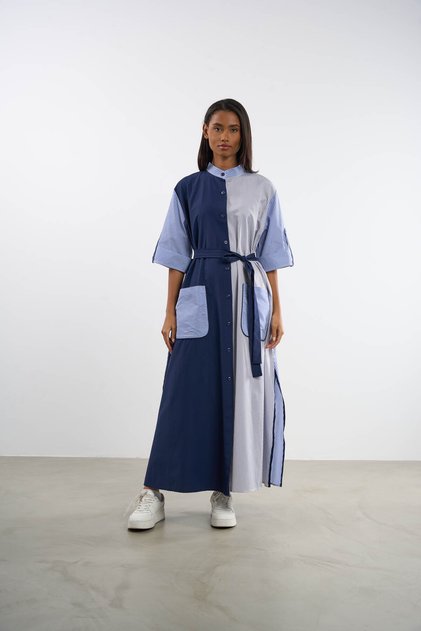 Rochie cămașă cu curea cu buzunare