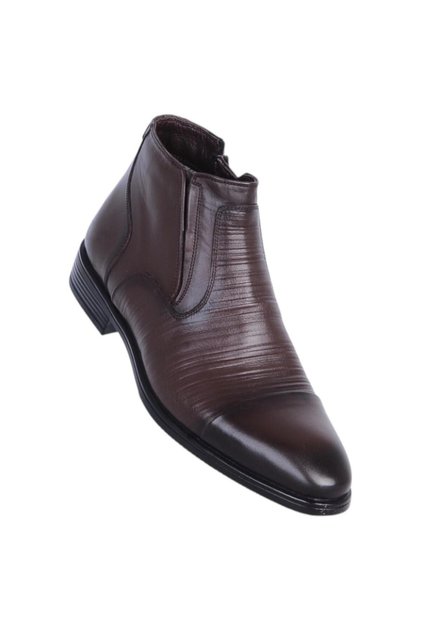 137 Brown Antique Men's 100% Leather Fur Boots