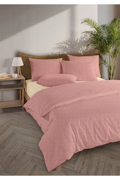 Chic 100% Cotton Ranforce Akay Red Yarn-Dyed Duvet Cover Set Double Size - 200X220 cm