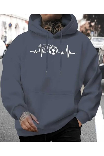 Football Ball Heartbeat Printed Hoodie