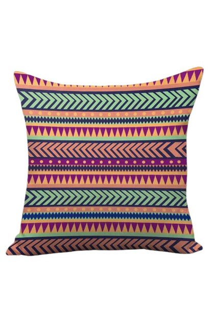 Boho Pillow Covers,18x18 Inch Ethnic Bohemian Sari Pillow Case,Tribal Retro Stripes Multicolor Linen Square Cushion Protection for Couch Sofa Farmhouse Decoration