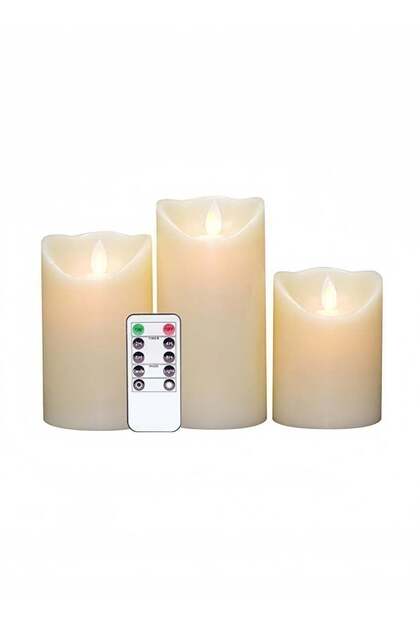 مجموعة من 3 شموع LED كهربائية بيضاء