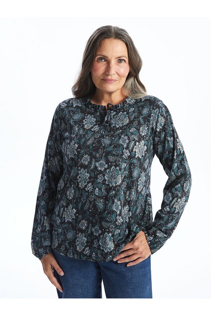 Tie Collar Patterned Women's Blouse
