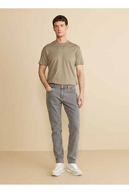 Normal Bel Düz Paça Standart Gri Erkek Pantolon BBFW25MPT012