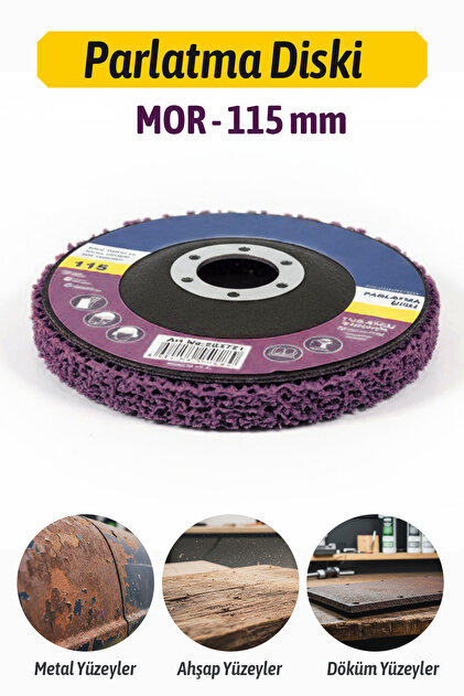 Mor 115 mm Parlatma Diski Metal Ahşap Yüzey Temizleme Temizleyici Pas Boya Sökücü Keçe Zımpara