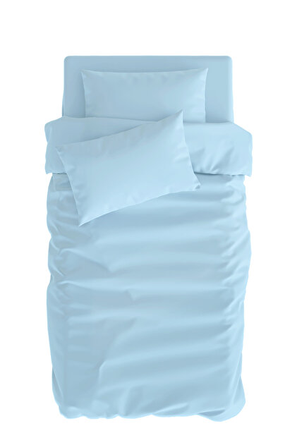 Basics Cotton Satin Blue Children's Duvet Cover Set 140X200Cm