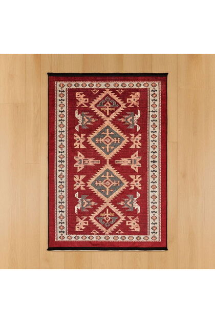 Soft Uşak Eşme Desenli Halı - Kırmızı - 160x230 cm