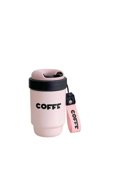 Termos pentru adulți „Cafea” cu pai, roz, 500 ml