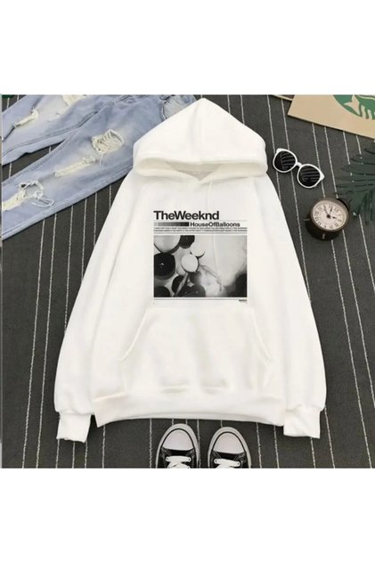 The Weekend Printed White Sweatshirt -Ghostella