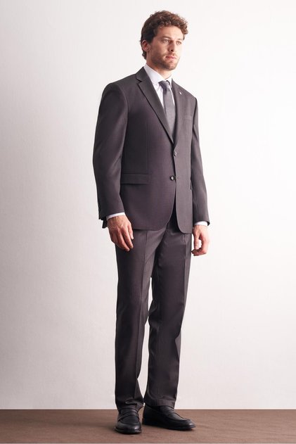 Brown Mono Collar Flexible Waist 4 Drop Comfort Fit Full Lining Suit 1001255169