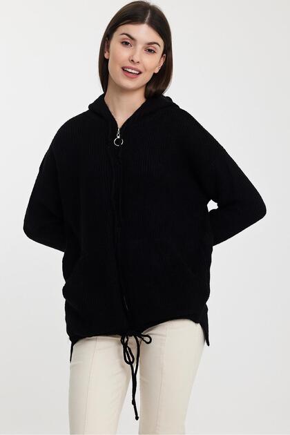 Hooded Zippered Knitwear Cardigan (A92409-S)