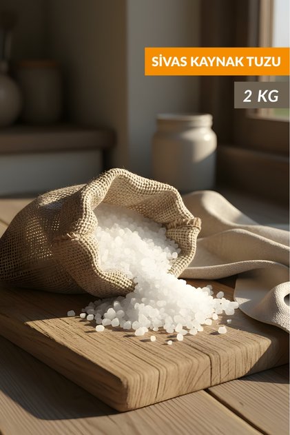 Sivas Kaynak Tuzu İri Taneli Doğal Sofra Tuzu 2 KG – Katkısız ve Rafine Edilmemiş