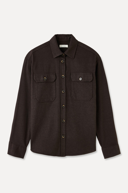 Women's Brown Double Pocket Oversize Flannel Shirt