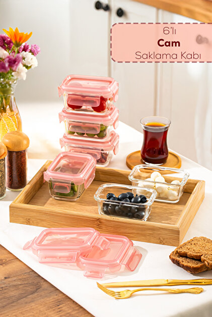 Porsima 4375 6lı Sızdırmaz Kilit Kapaklı Yiyecek Erzak Saklama