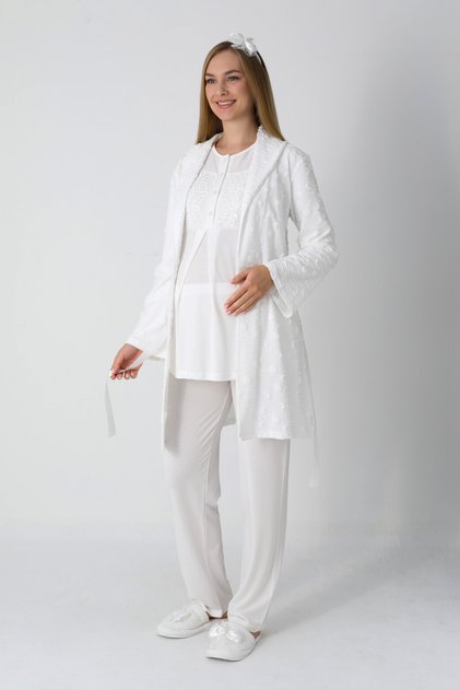 Maternity and Pregnancy Clothing Pajamas and Robes Jacquard Towel Patterned Viscose Cotton Blend Buttoned